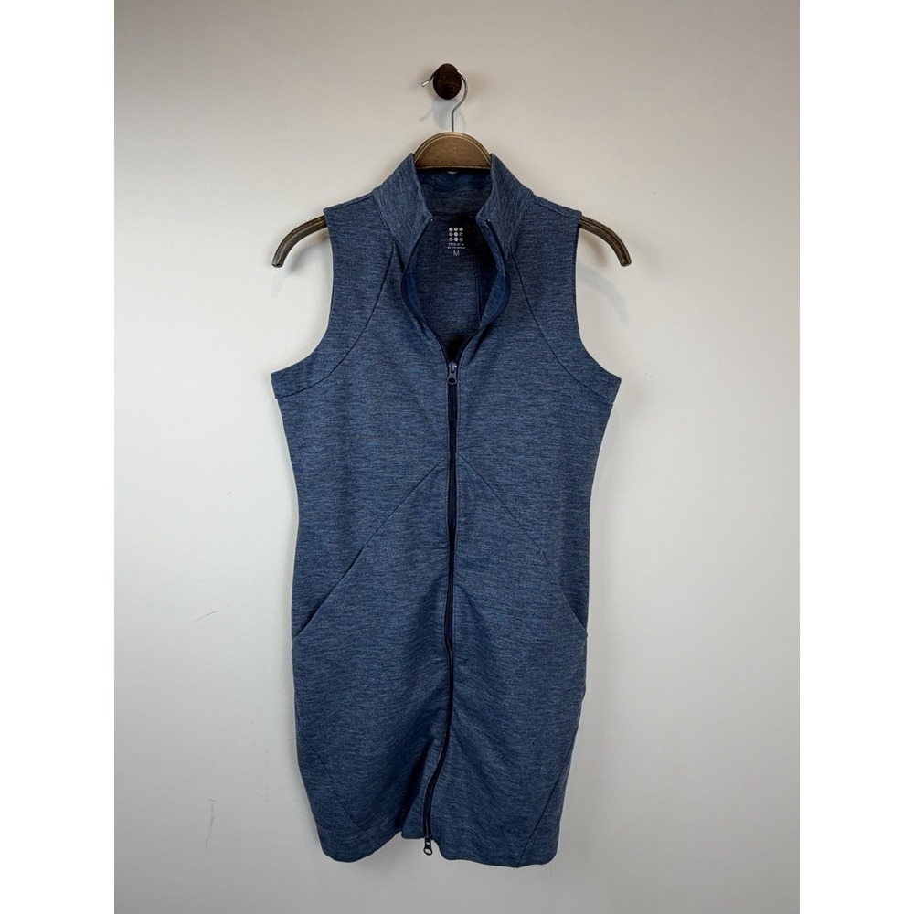 Title Nine Womens Passport Zip Front Dress Blue Gray Sz M Casual Outdoor Stretch